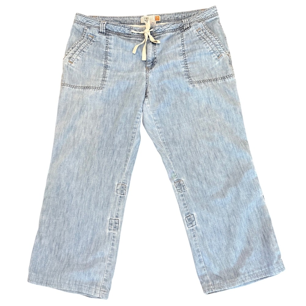 Old Navy Vintage Just Below Waist Chambray Drawstring Wide Leg Pants Size 16 Y2K